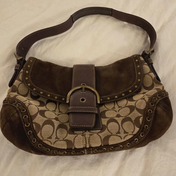 Vintage Coach Soho Signature C Canvas and Suede Shoulder Bag - Brown - Picture 7 of 12